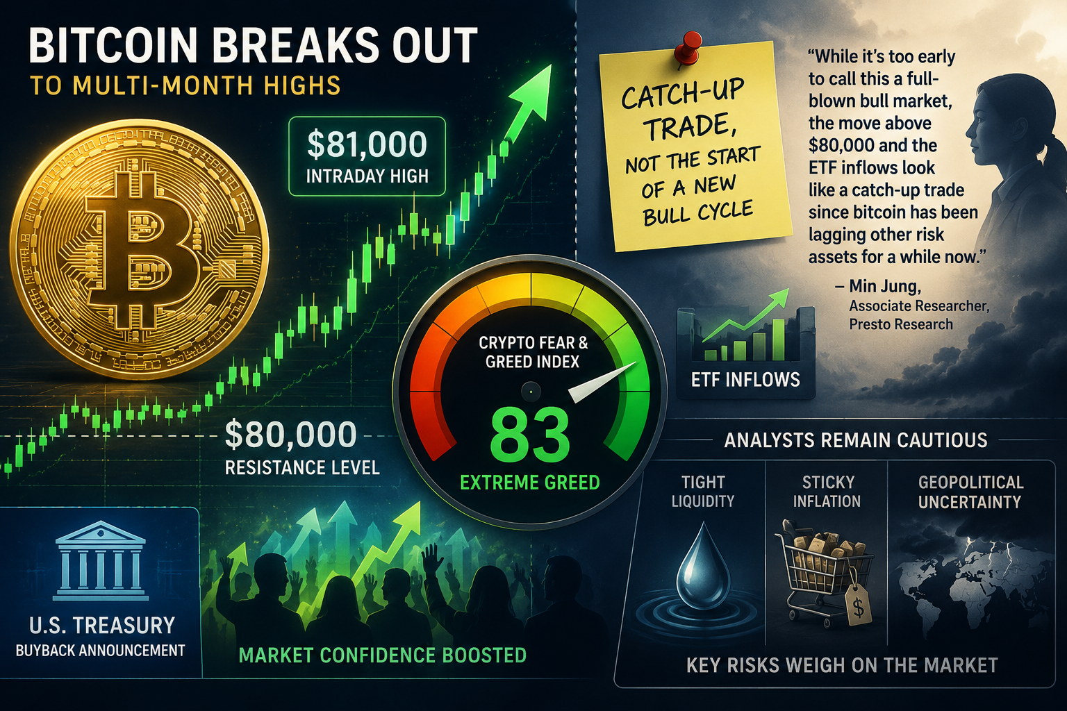 Bitcoin broke out to multi-month highs on Monday